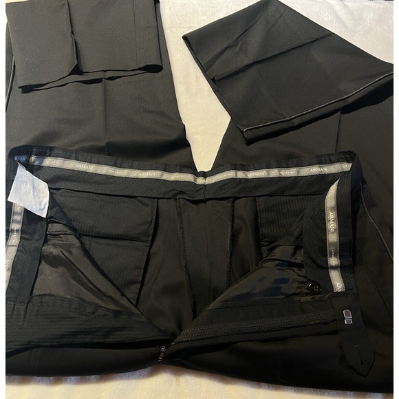 Armani Collezioni 44L 38x31 Black Tuxedo Designer 2-Piece Suit Set Tux - Picture 10 of 16